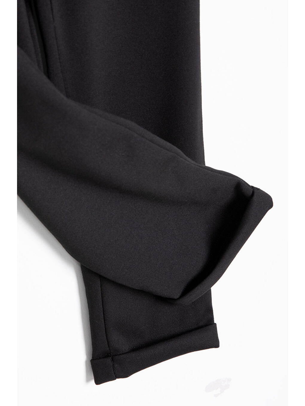 Siyah Beli Bağcıklı Duble Paça Erkek Çocuk Jogger Kumaş Pantolon 20744-3