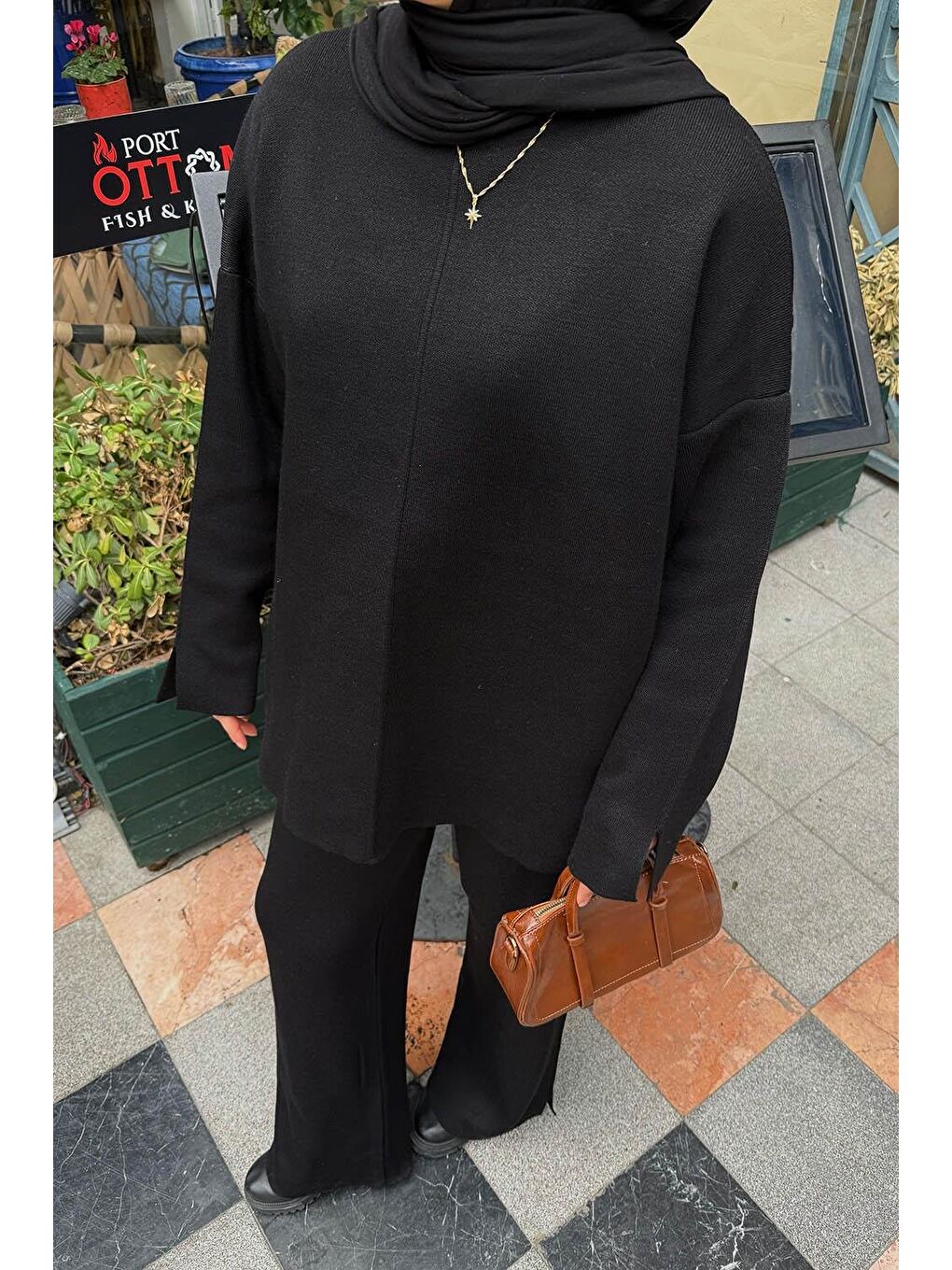 Düz Bisiklet Yaka Takım Siyah-2