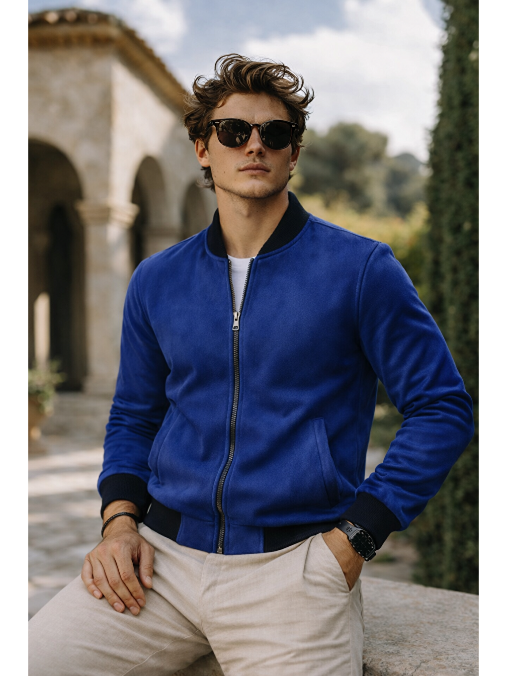 Erkek Premium Comfort Basic Nubuk Süet Lacivert Ceket-3