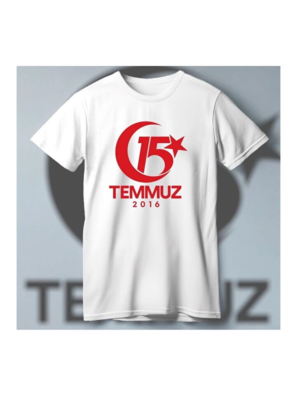 15 Temmuza Özel Tasarım 2016 Baskılı T-shirt - Beyaz
