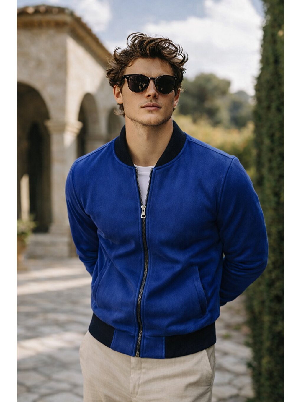 Erkek Premium Comfort Basic Nubuk Süet Lacivert Ceket-4