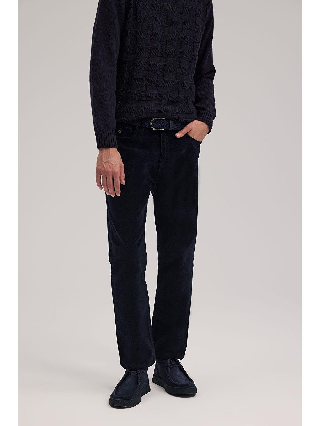 Lacivert Comfort Fit Kadife Spor Pantolon