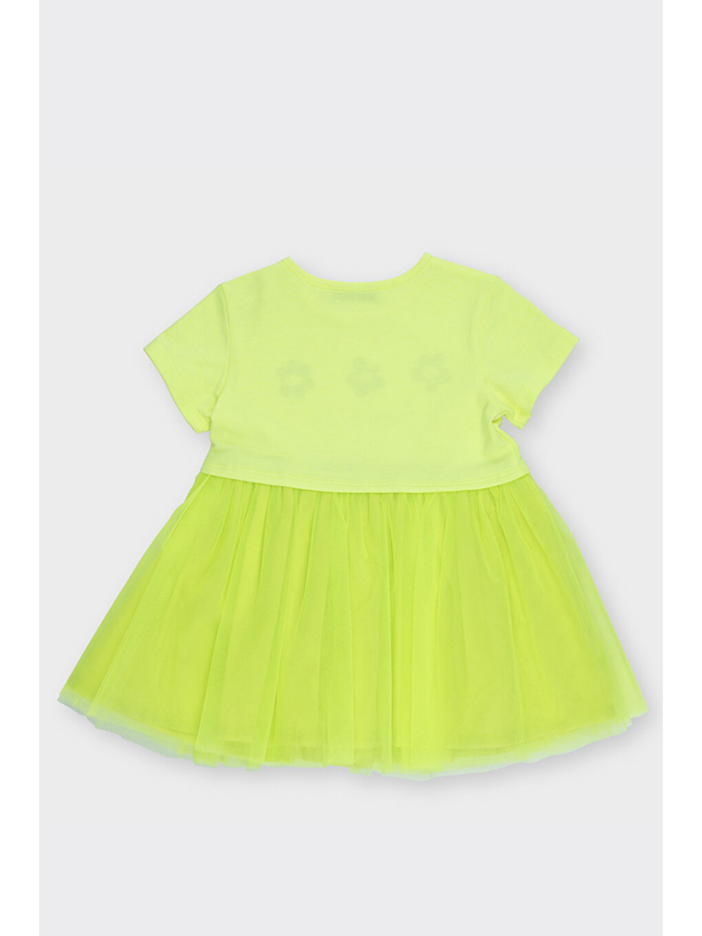 Kız Bebek Baskı Detaylı Örme Sarı Elbise-1