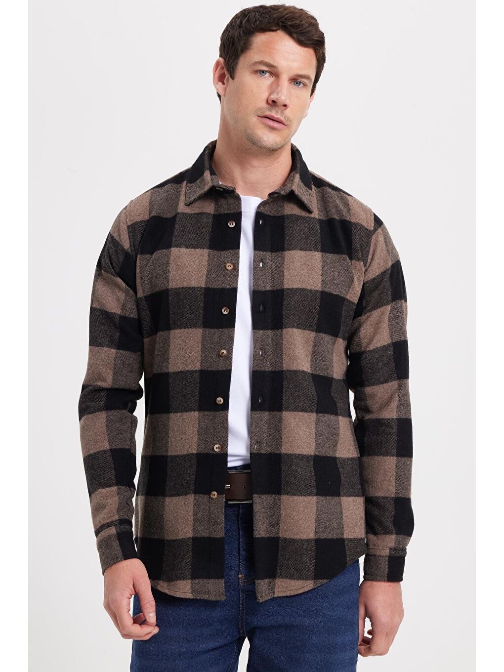 Karışık Erkek Slim Fit Dar Kesim Kareli Kışlık Oduncu Gömlek