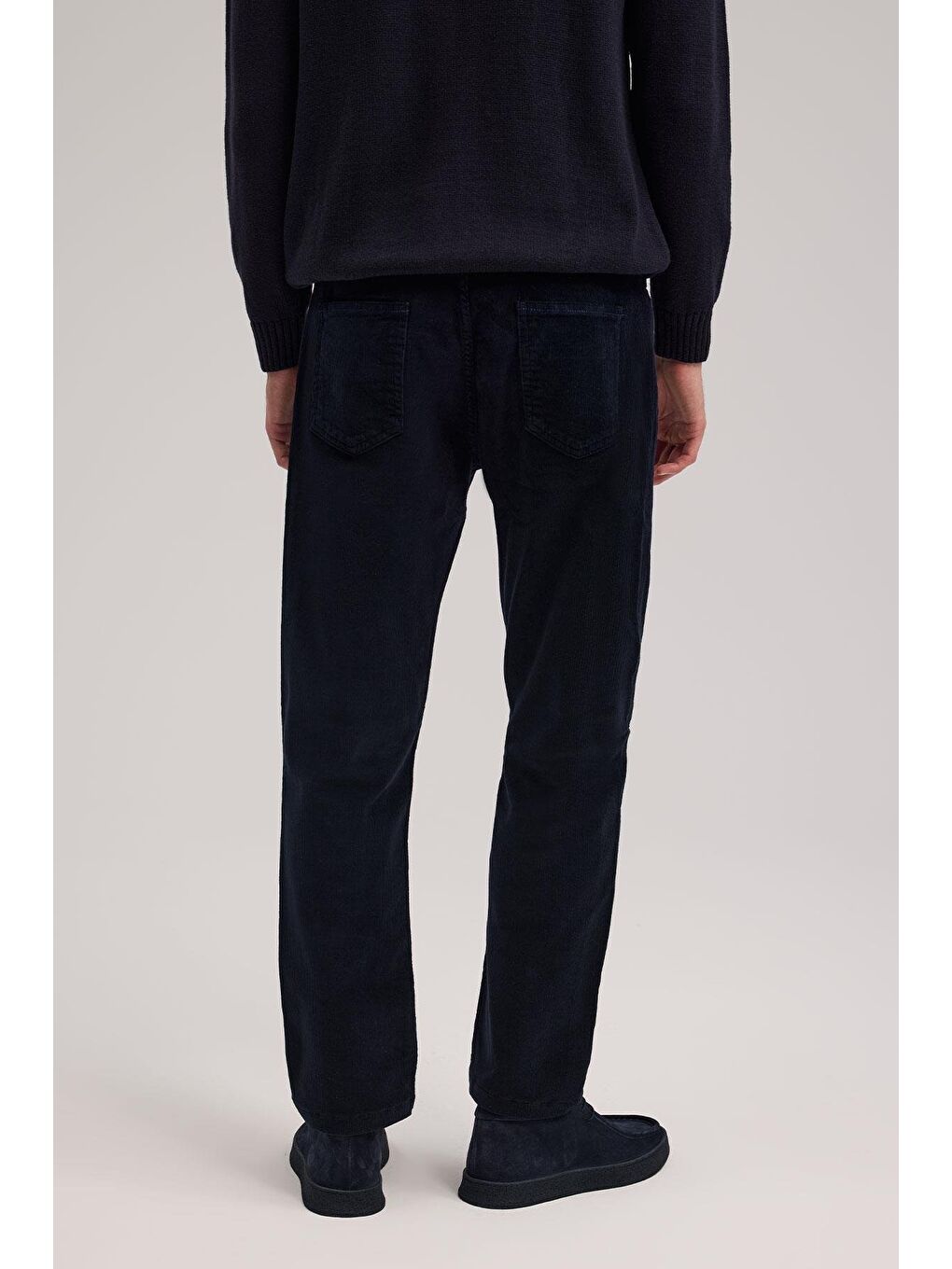 Lacivert Comfort Fit Kadife Spor Pantolon-3