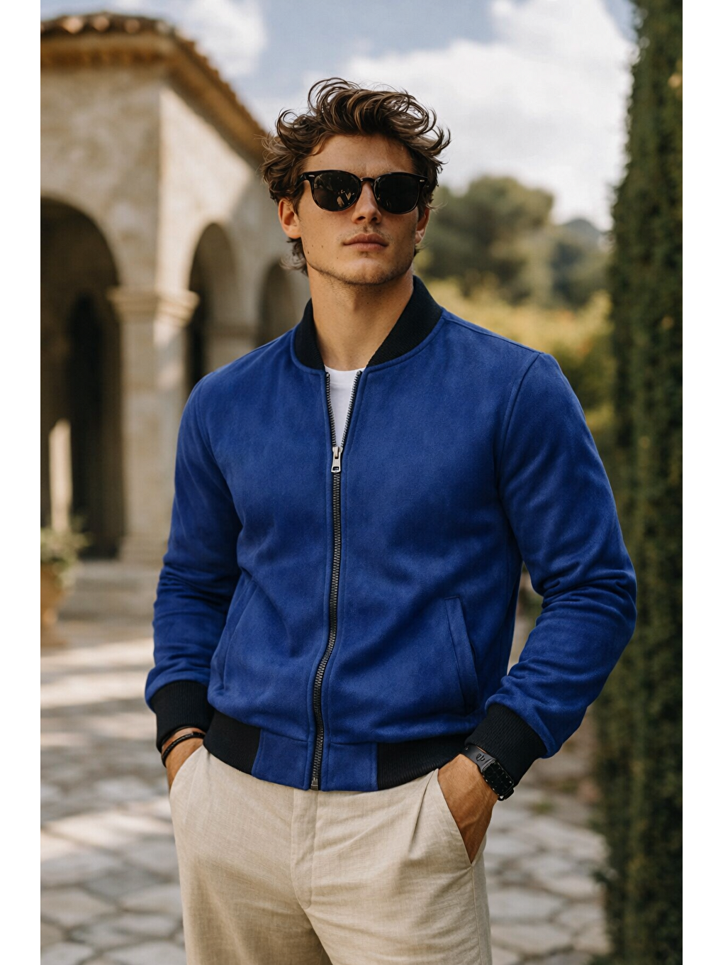 Erkek Premium Comfort Basic Nubuk Süet Lacivert Ceket