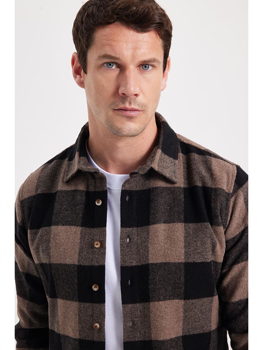 Karışık Erkek Slim Fit Dar Kesim Kareli Kışlık Oduncu Gömlek-1