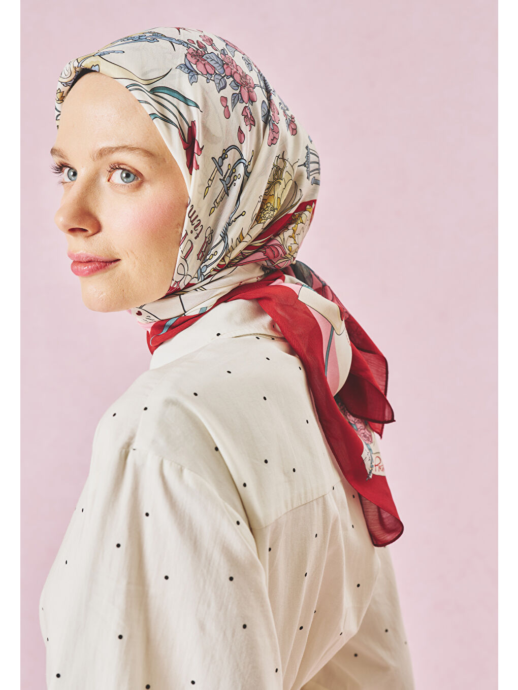 Kırmızı ONCE UPON A LOVE DESEN FLOŞ VİSKON EŞARP ROMANTIC RED-4