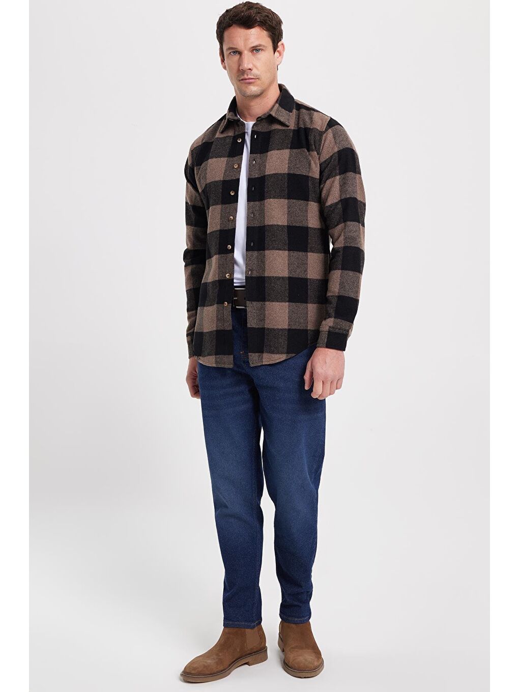 Karışık Erkek Slim Fit Dar Kesim Kareli Kışlık Oduncu Gömlek-2