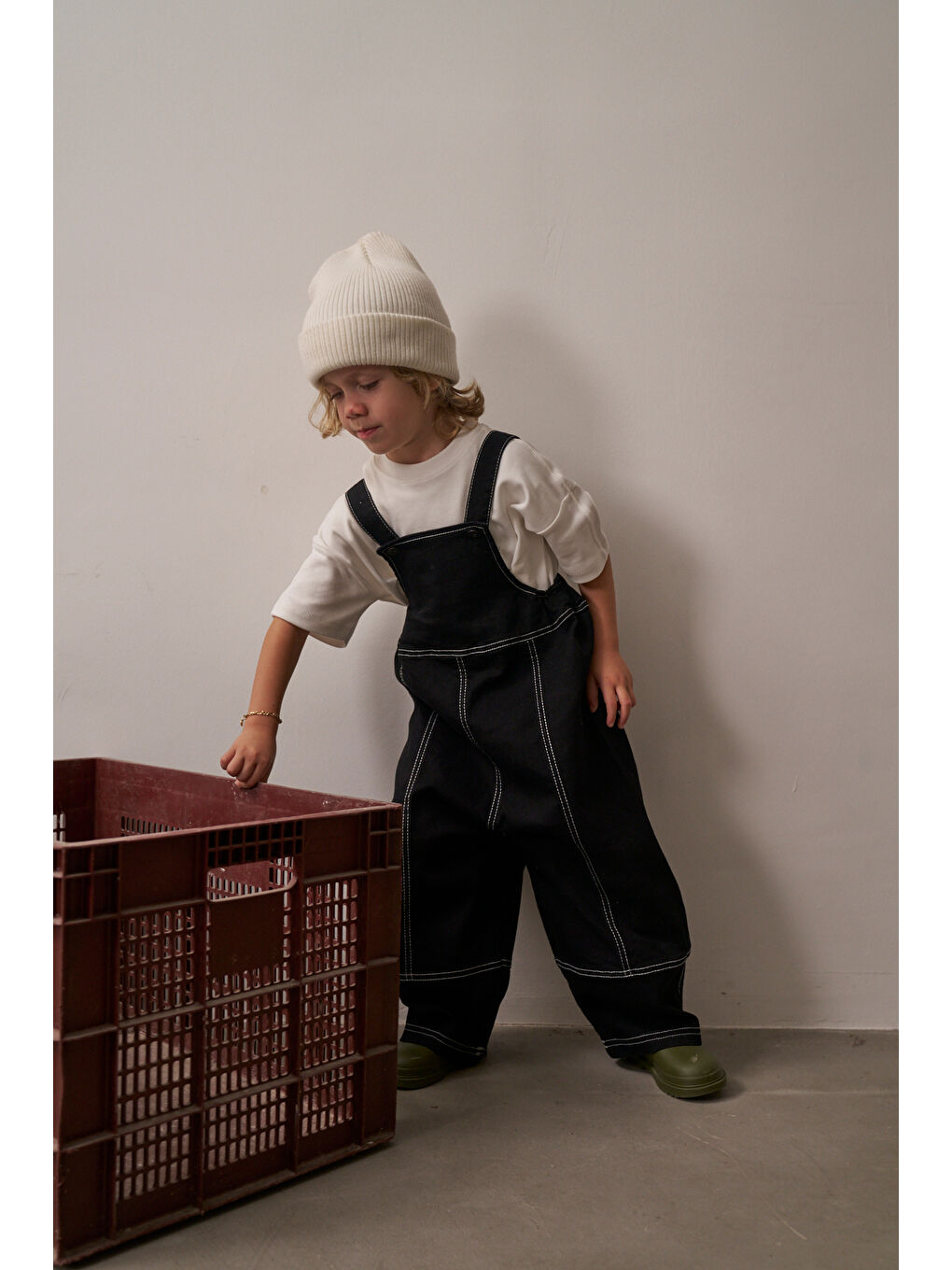 Siyah Çocuk Jean Salopet Tulum