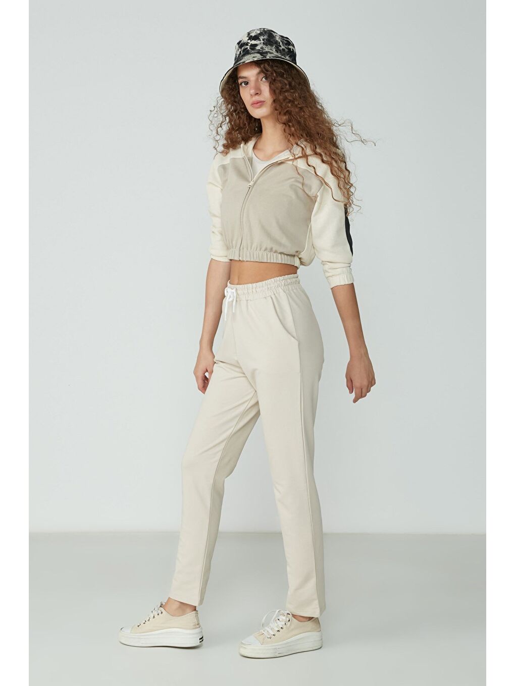 Bej Düz Paça Eşofman Altı 733 Taş-2