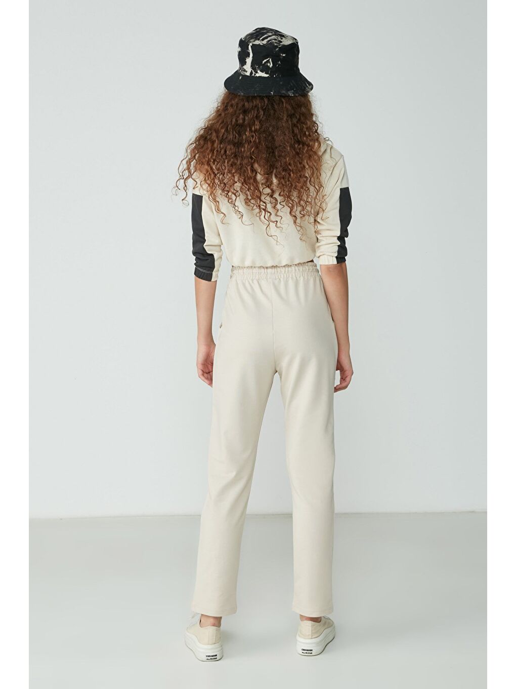 Bej Düz Paça Eşofman Altı 733 Taş-3