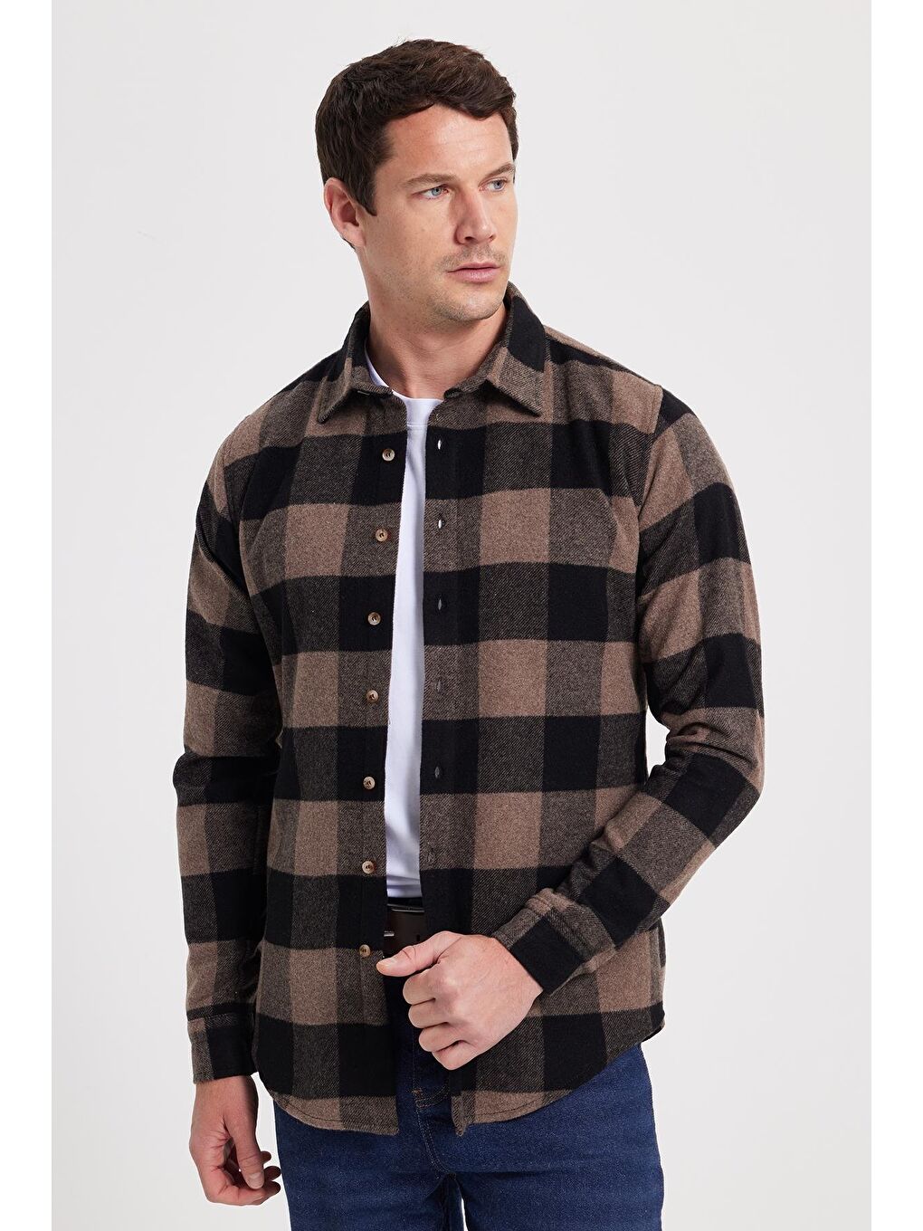 Karışık Erkek Slim Fit Dar Kesim Kareli Kışlık Oduncu Gömlek-6