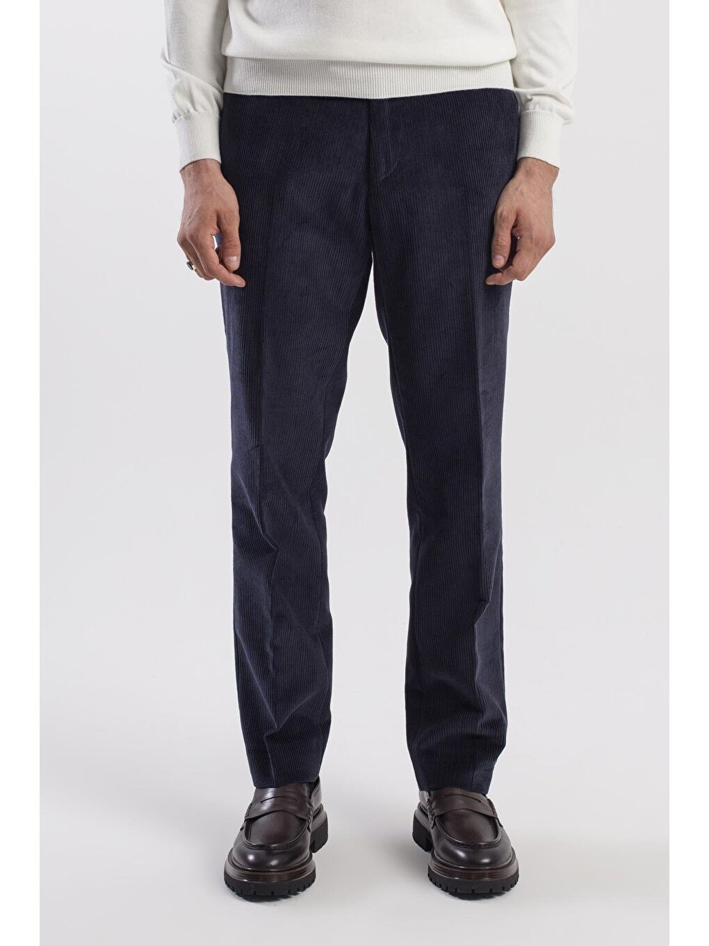 Lacivert Regular Fit %100 Pamuk Kadife Pantolon