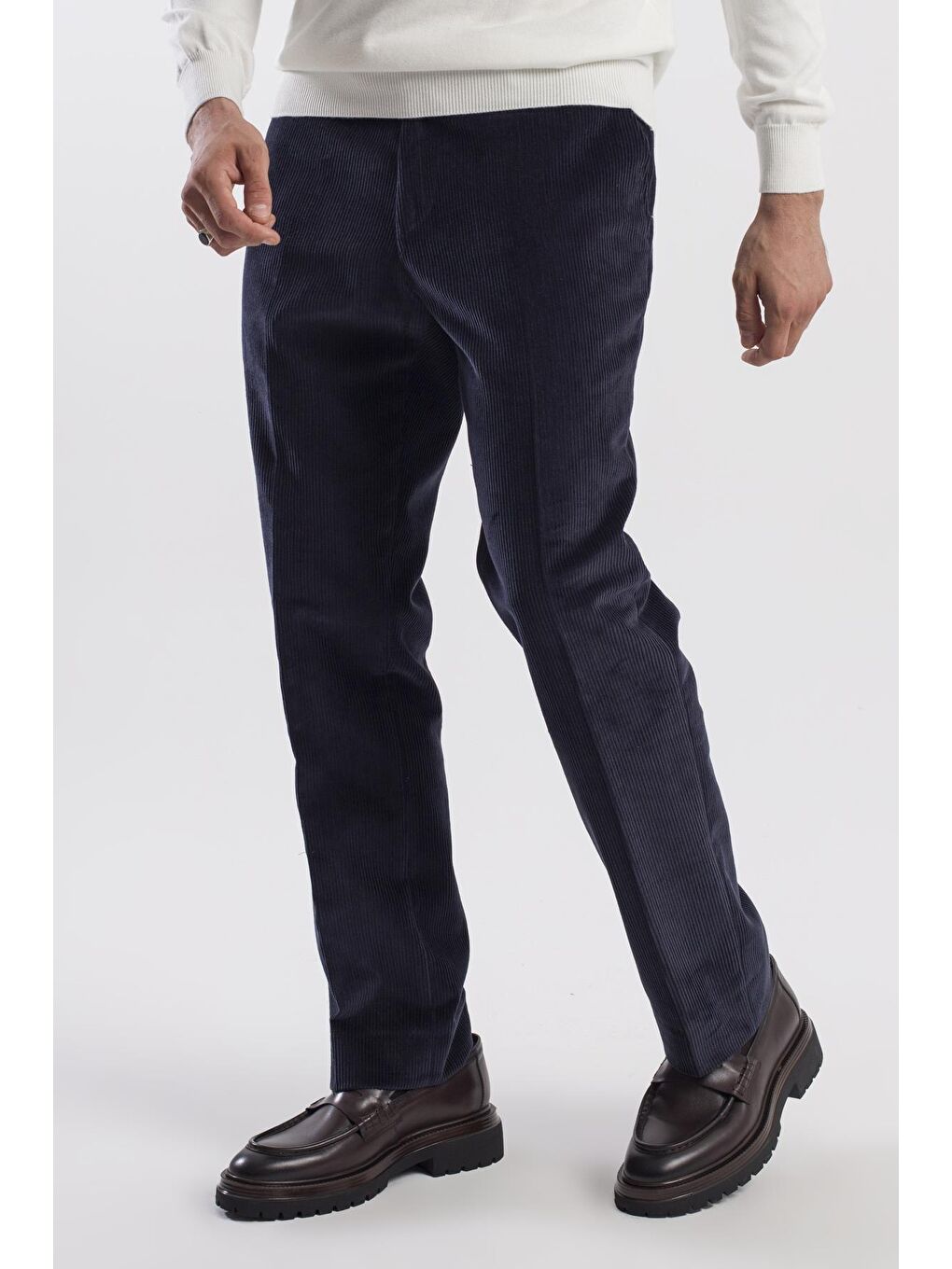 Lacivert Regular Fit %100 Pamuk Kadife Pantolon-1