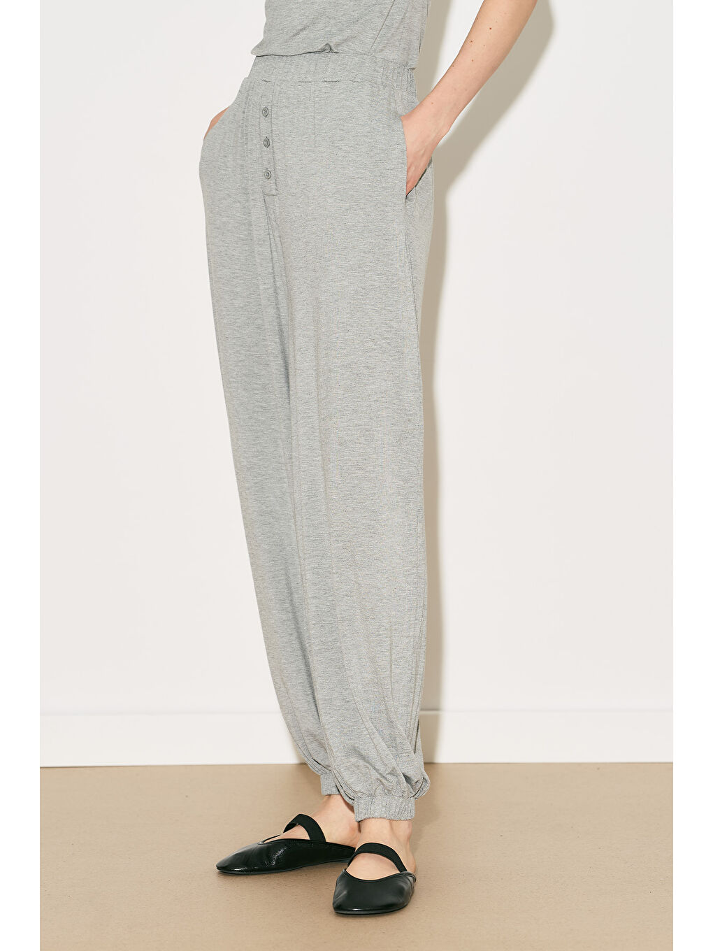 Easy Şalvar Rahat Pantolon Gri Melanj