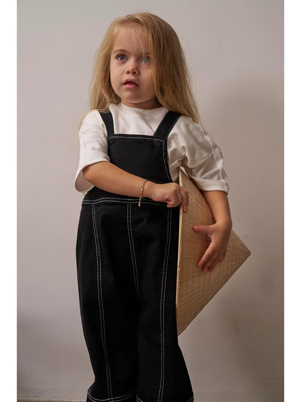 Siyah Çocuk Jean Salopet Tulum-1