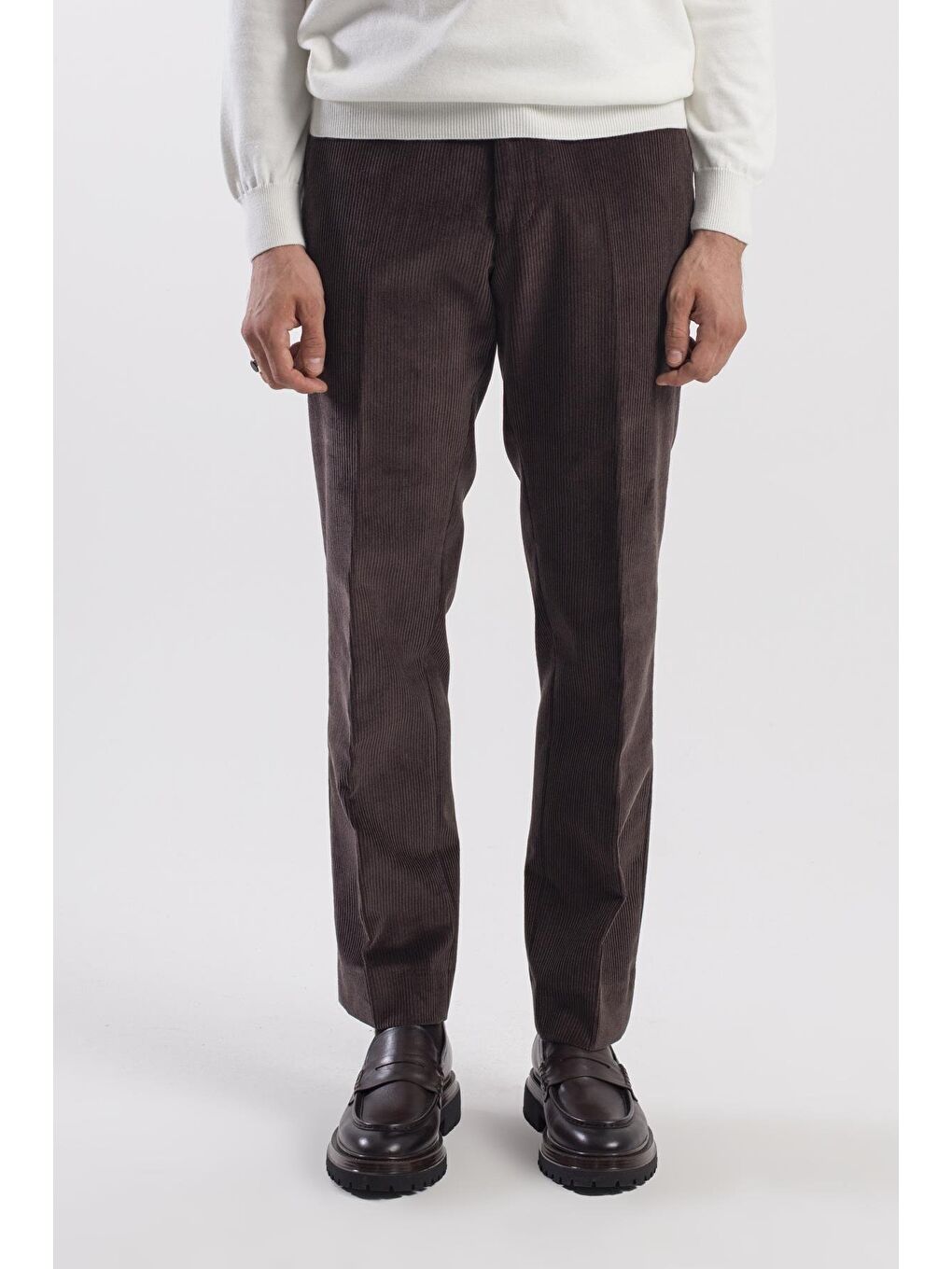 Kahverengi Kahve Regular Fit %100 Pamuk Kadife Pantolon