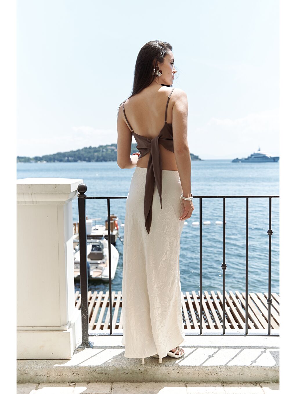 Kahverengi Alytih Üçgen Detay Soft Kahve Crop-4