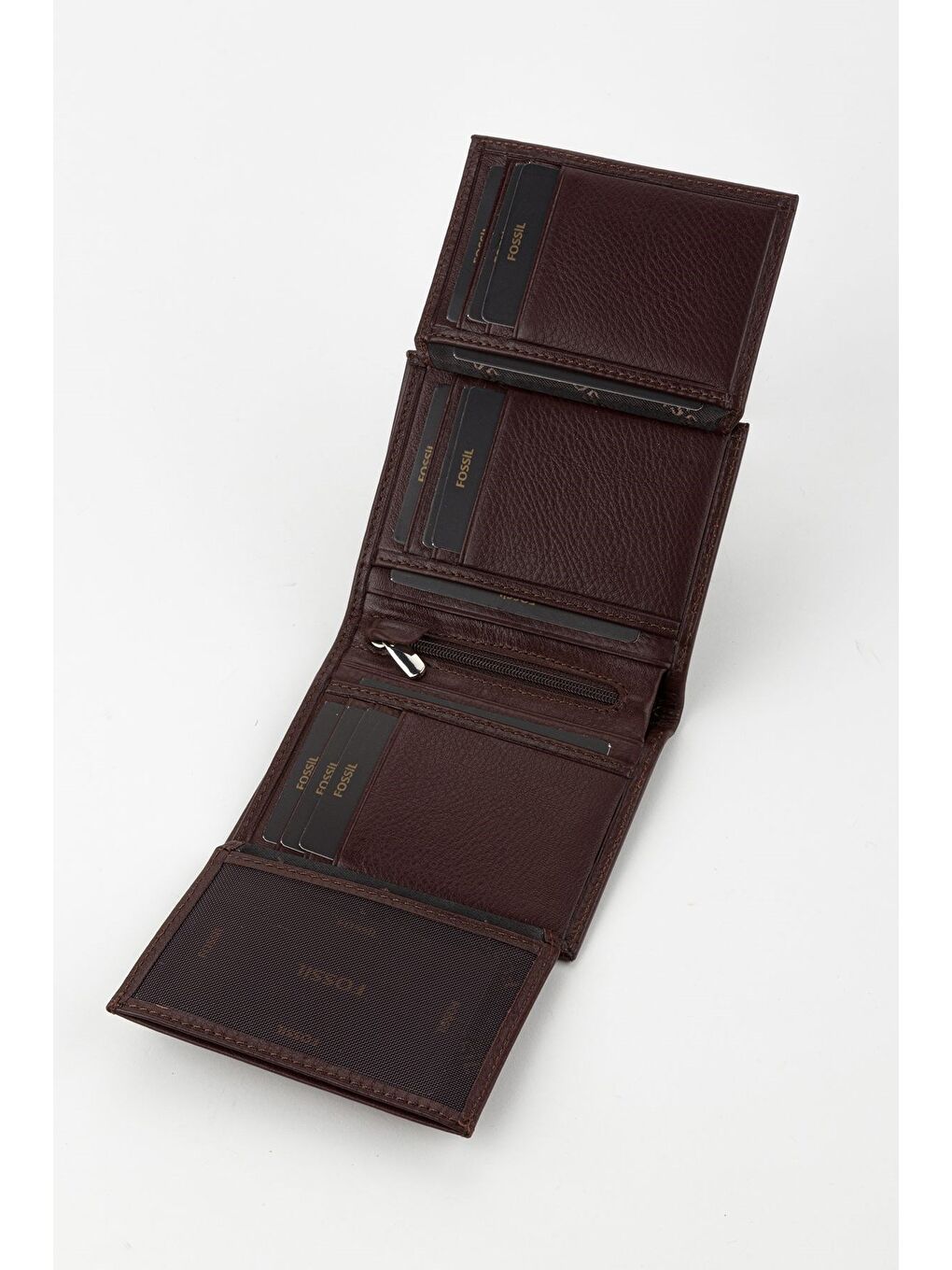 Kahverengi Kutulu Hakiki Deri Dikey Dikişli Siyah El Portföyü Kartlık Cüzdan-1