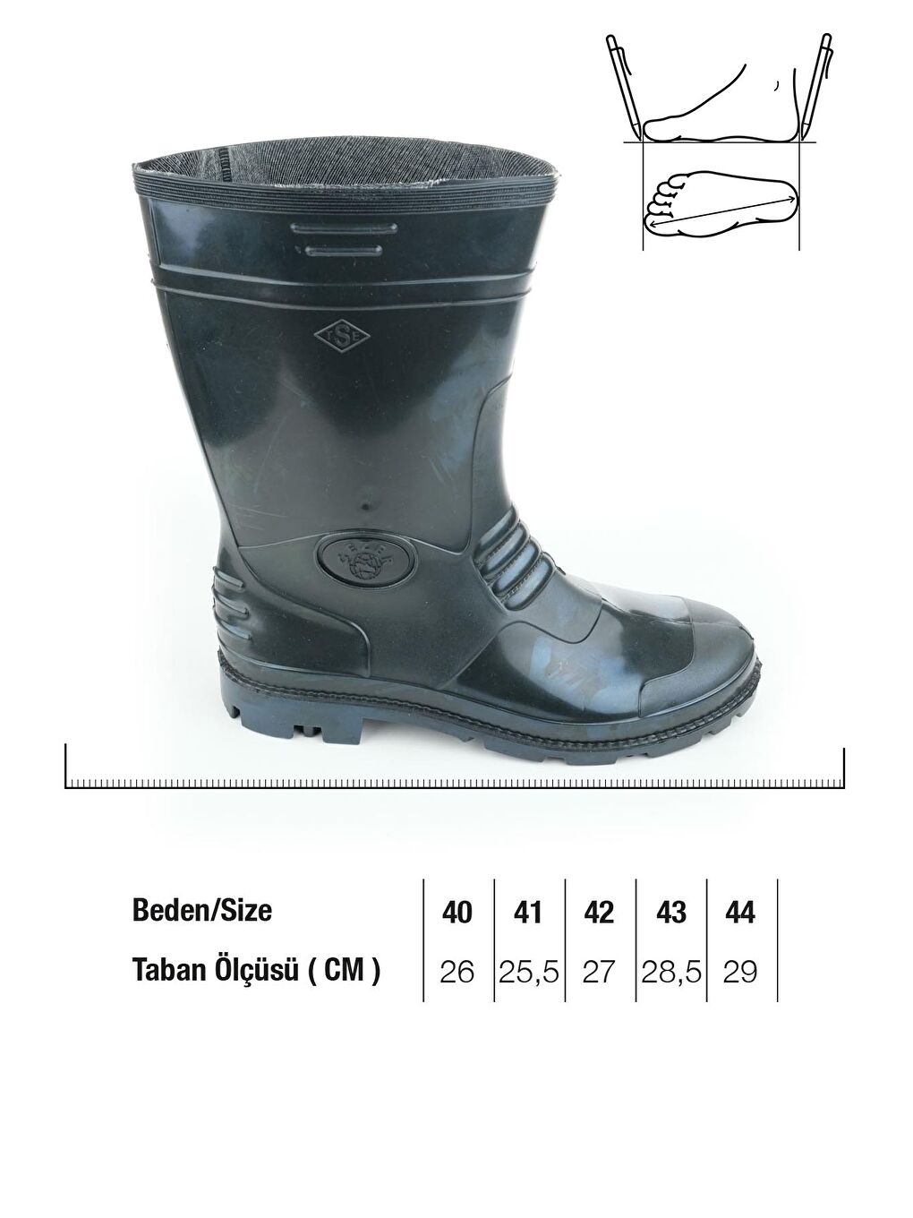 Siyah Erkek Kısa PVC Su Geçirmez İçi İnce Astarlı İş Çizme-1