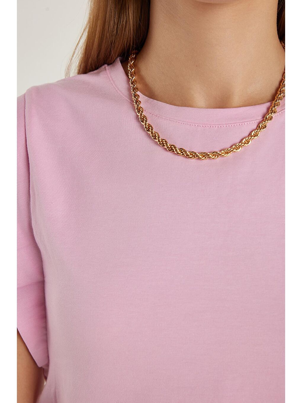 Kadın Slim Fit Dar Kesim Sıfır Kollu Bisiklet Yaka Pembe Bluz-2