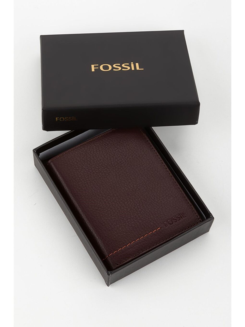 Kahverengi Kutulu Hakiki Deri Dikey Dikişli Siyah El Portföyü Kartlık Cüzdan-5