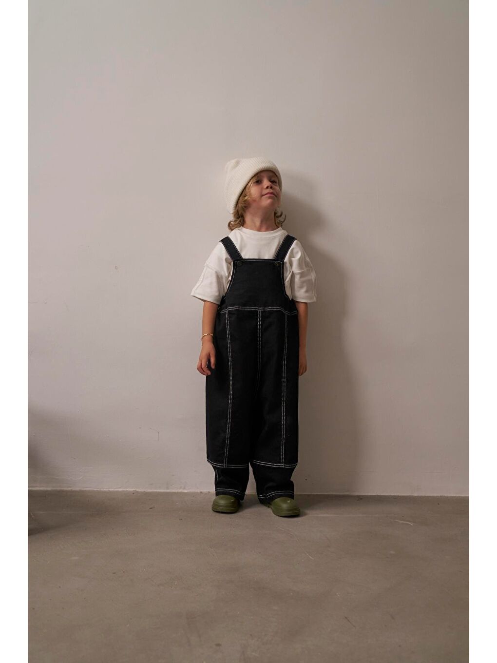 Siyah Çocuk Jean Salopet Tulum-3