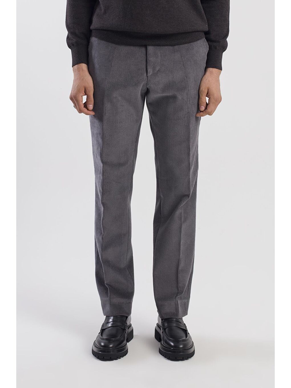Antrasit Regular Fit %100 Pamuk Kadife Pantolon