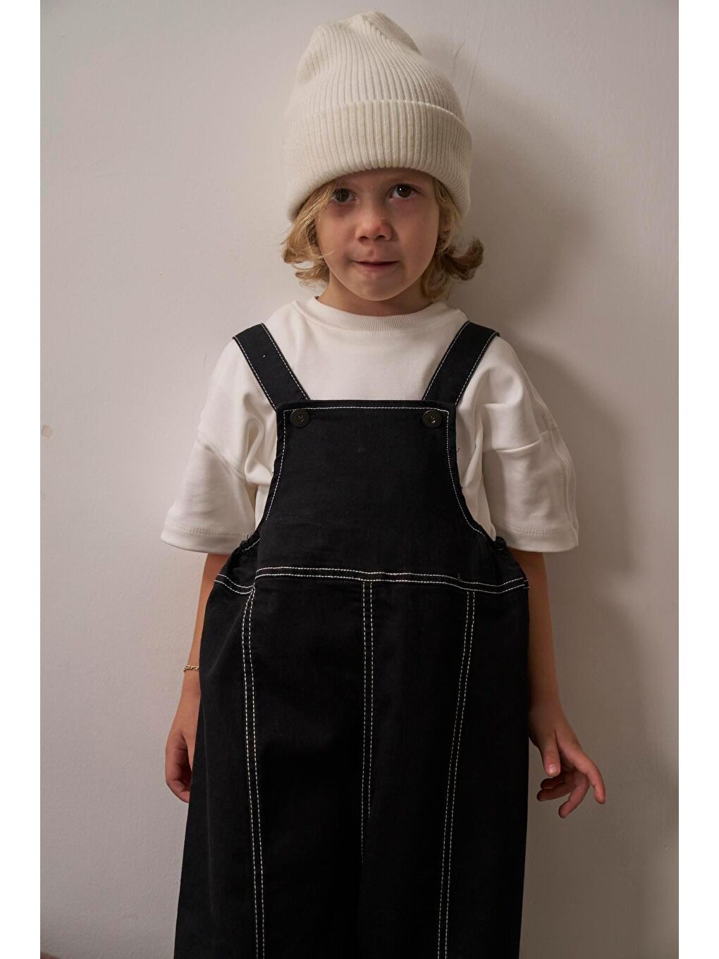 Siyah Çocuk Jean Salopet Tulum-4