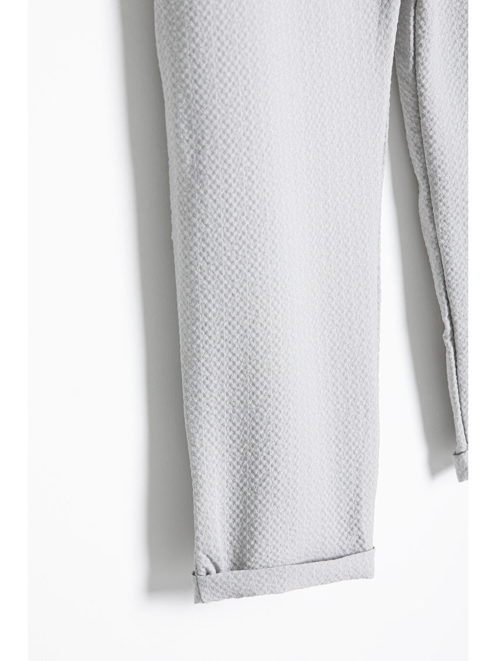 Gri Erkek Çocuk Çizgili Duble Paça Gofre Kumaş Pantolon 21052-2