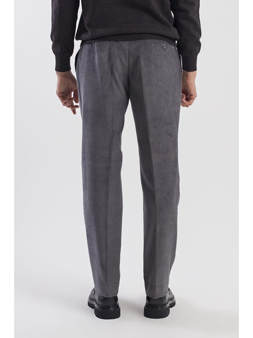 Antrasit Regular Fit %100 Pamuk Kadife Pantolon-3