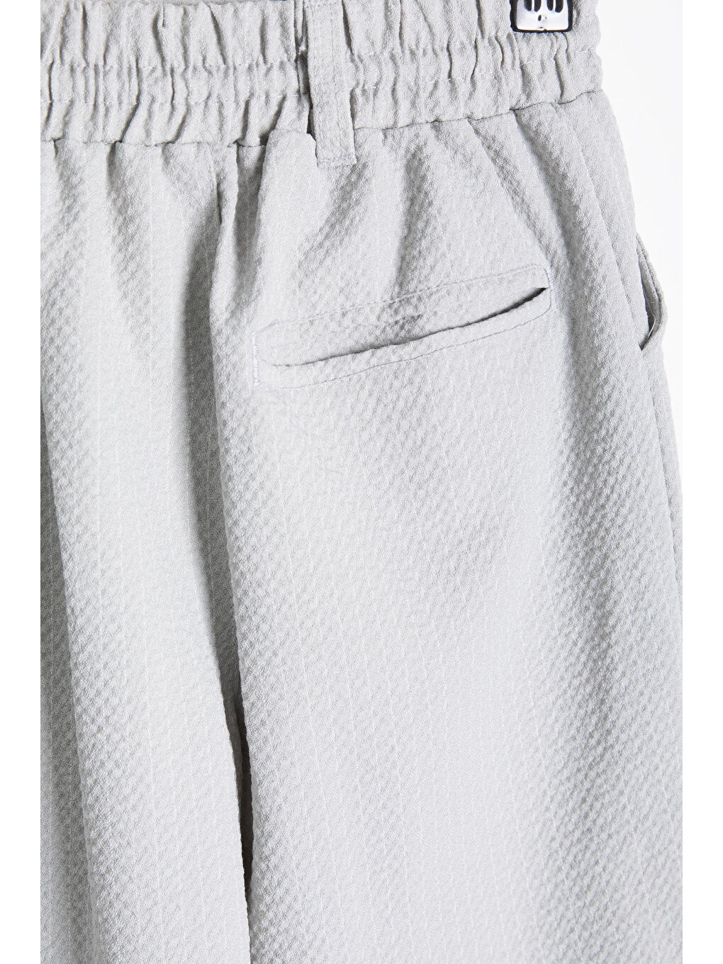 Gri Erkek Çocuk Çizgili Duble Paça Gofre Kumaş Pantolon 21052-3