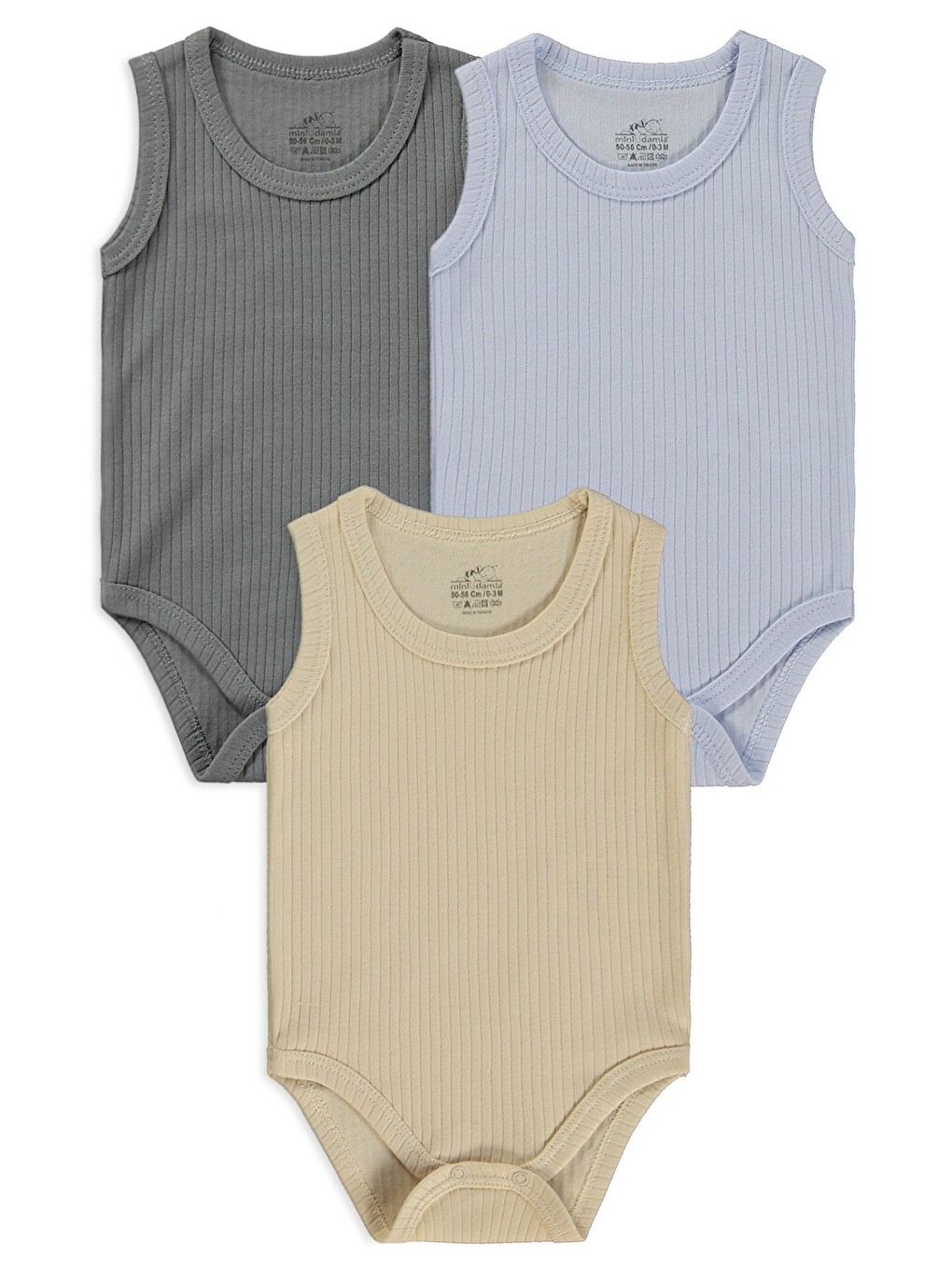 Askılı Basic 3'lü Set 1-18 Ay Çıtçıtlı Badi - Mavi
