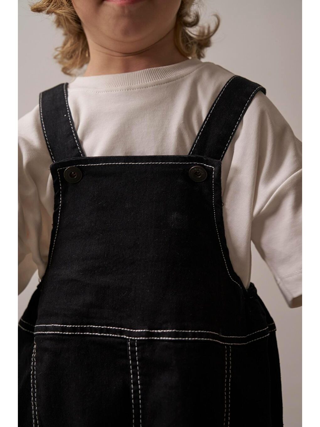 Siyah Çocuk Jean Salopet Tulum-6