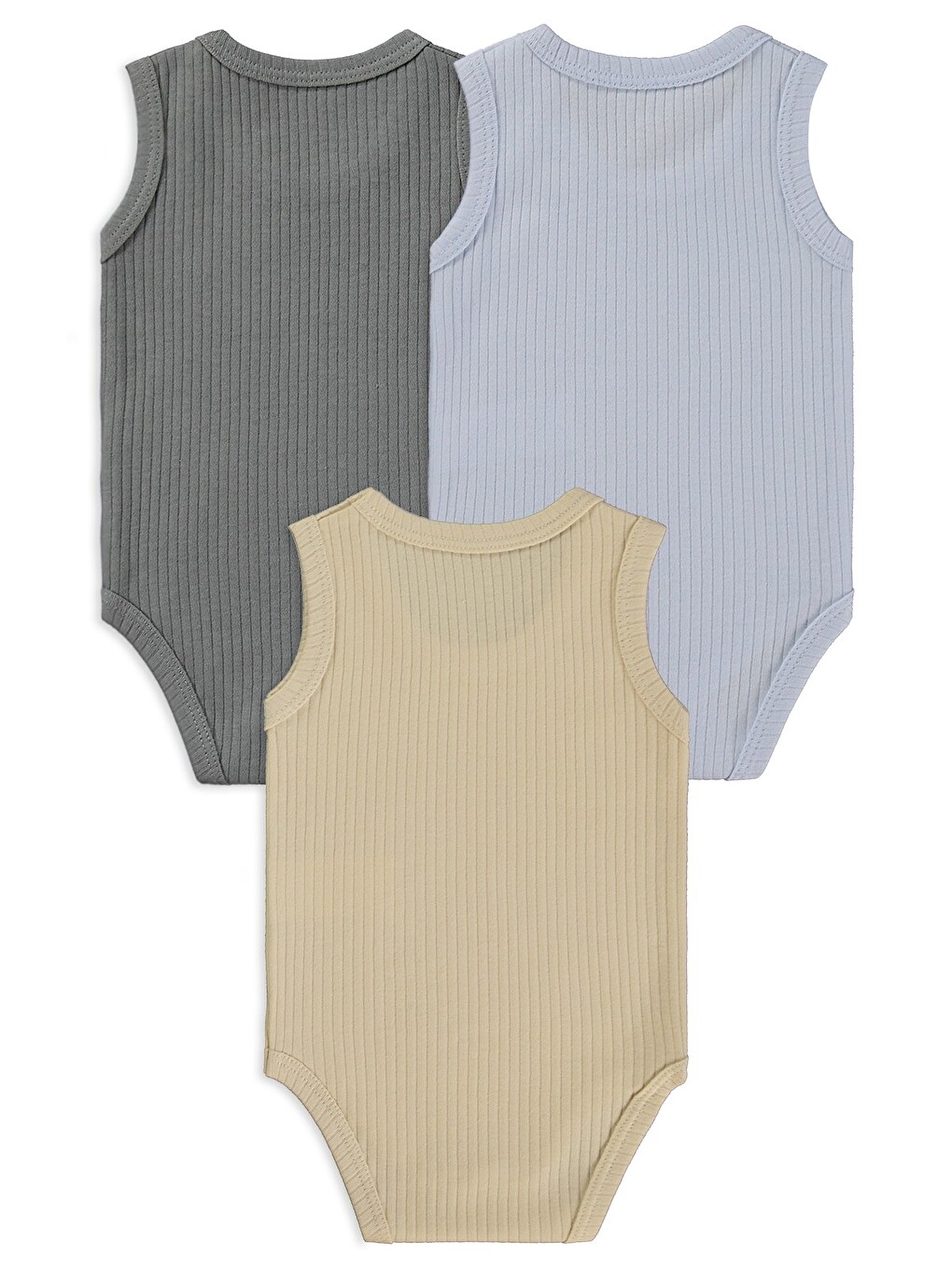 Askılı Basic 3'lü Set 1-18 Ay Çıtçıtlı Badi - Mavi-1