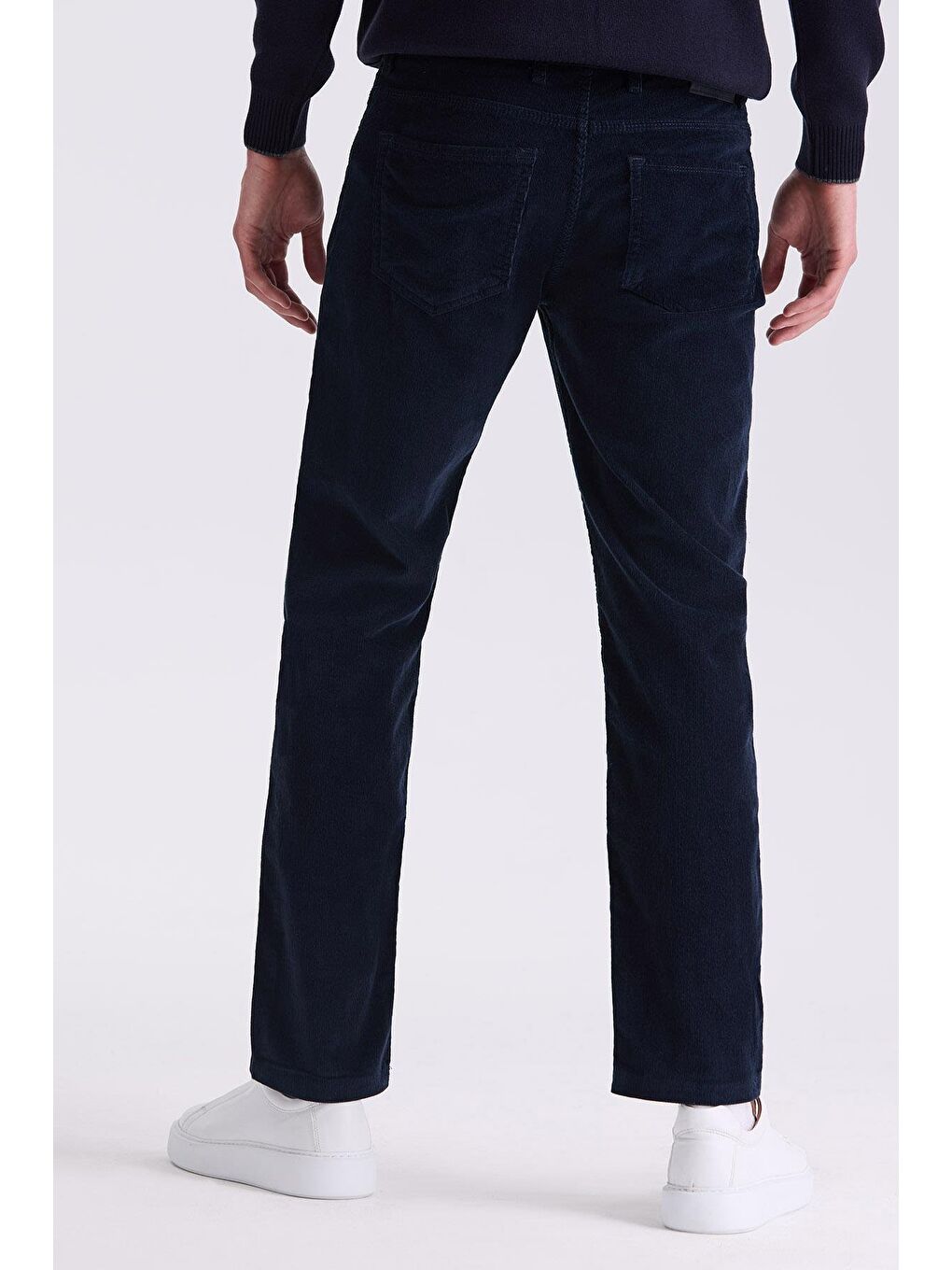 Lacivert Regular Fit Elastanlı Pamuklu Kadife Pantolon-3