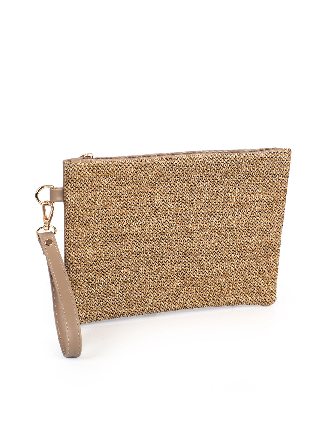 Kahverengi Paris Hasır Kadın Clutch Çanta-1