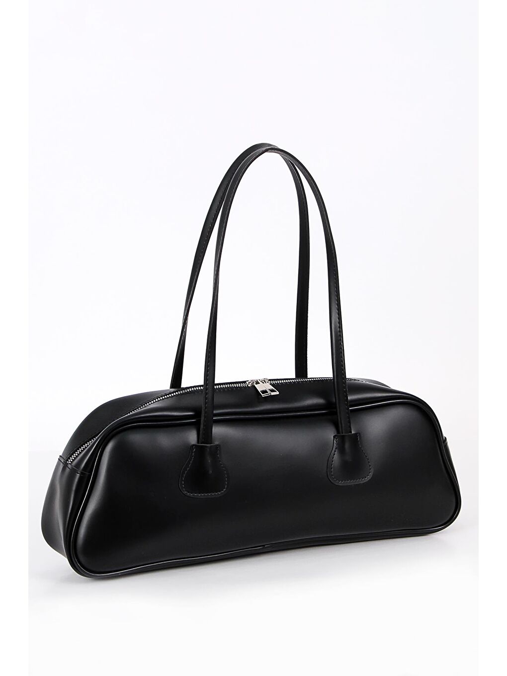 Siyah Roma Çift Saplı ve Geniş Hacimli Bowling Kadın Omuz Çantası BP 4850O