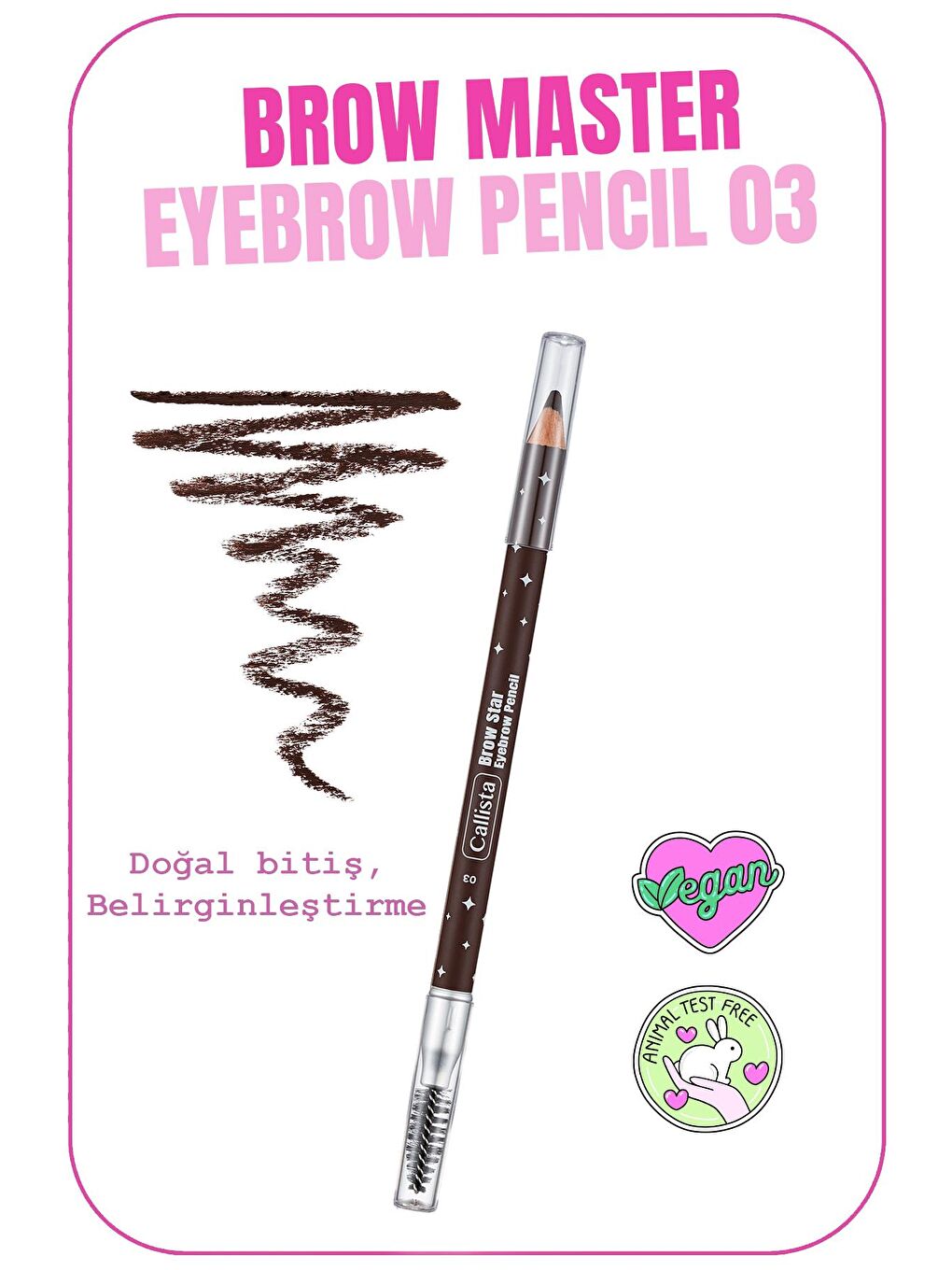 Callista Brow Star Eyebrow Pencil Fırçalı Kaş Kalemi 03 Dark Brown - Koyu Kahverengi