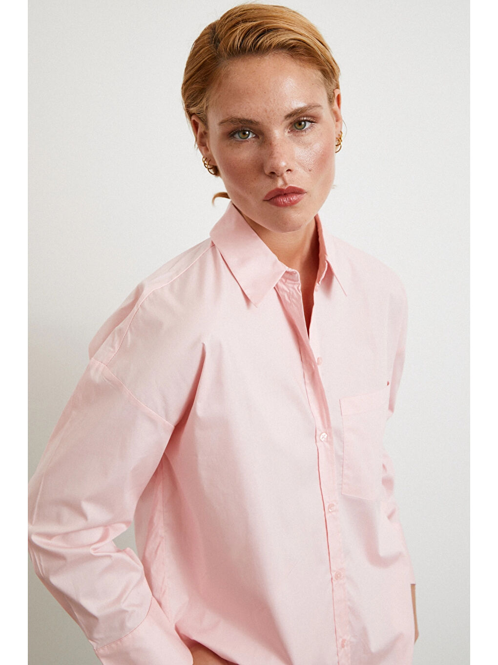 Pamuklu Klasik Gömlek Pembe-1