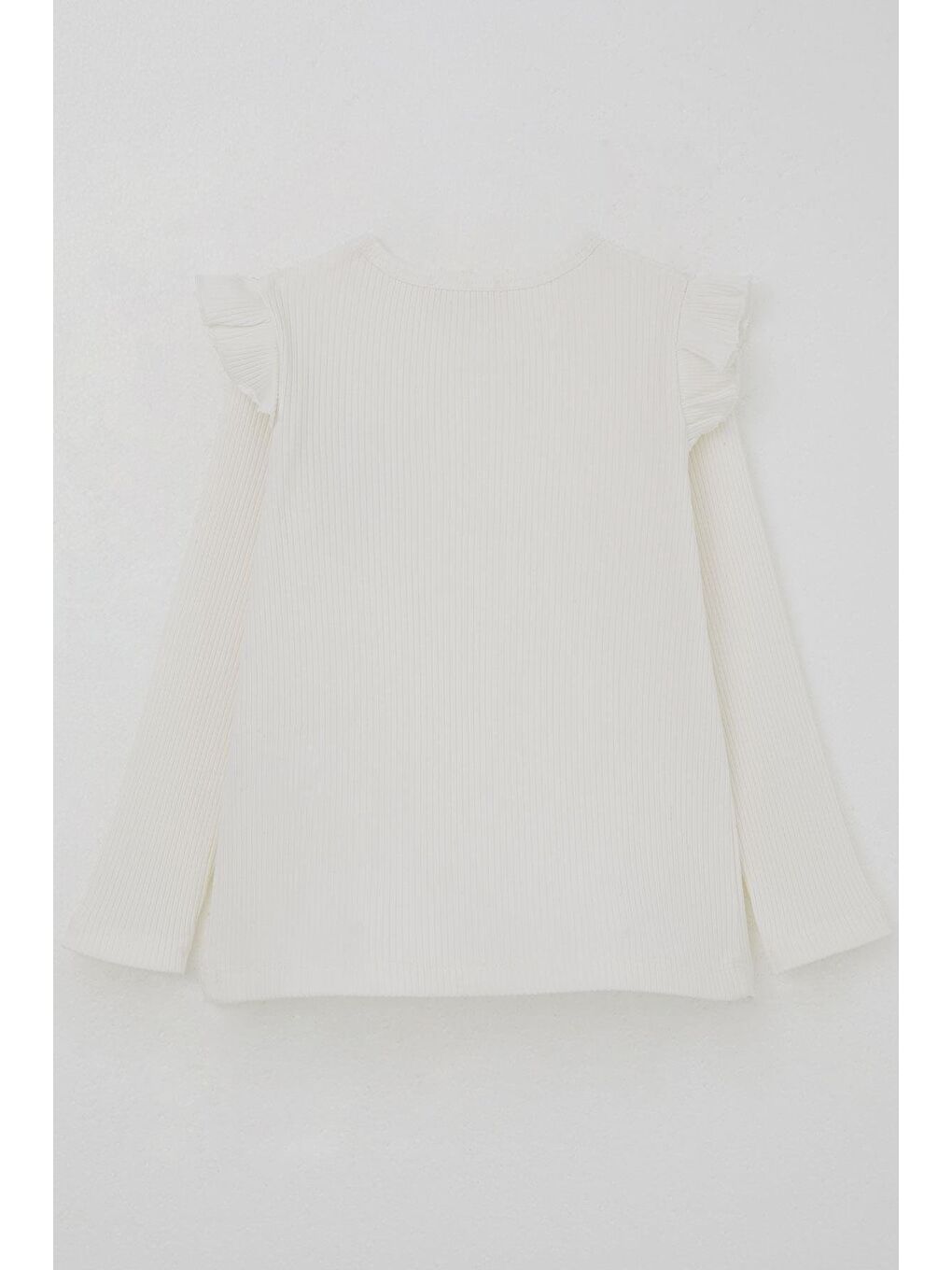 Kız Çocuk Uzun Kollu Tişört Çiçek Aksesuarlı Ekru (2-6 Yaş)-2