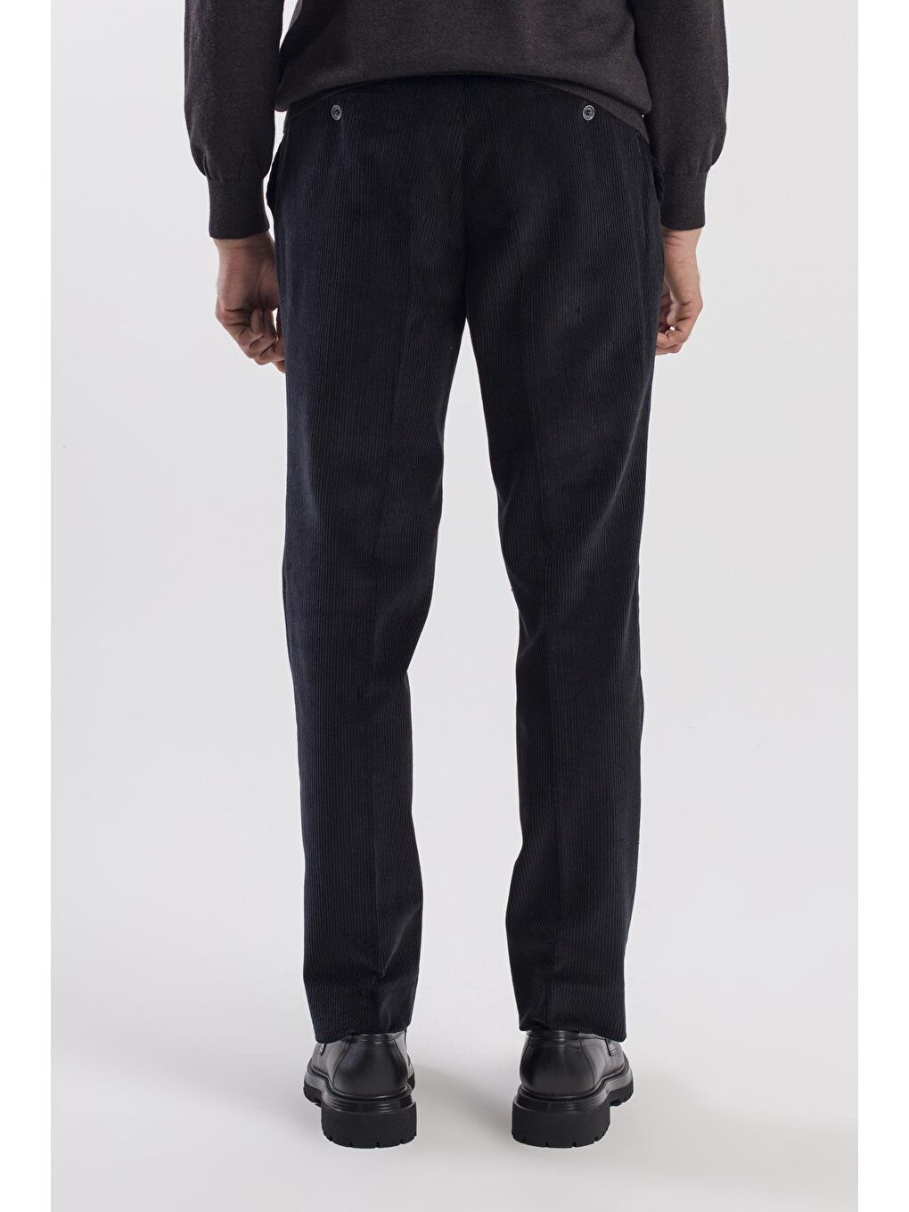 Siyah Regular Fit %100 Pamuk Kadife Pantolon-3