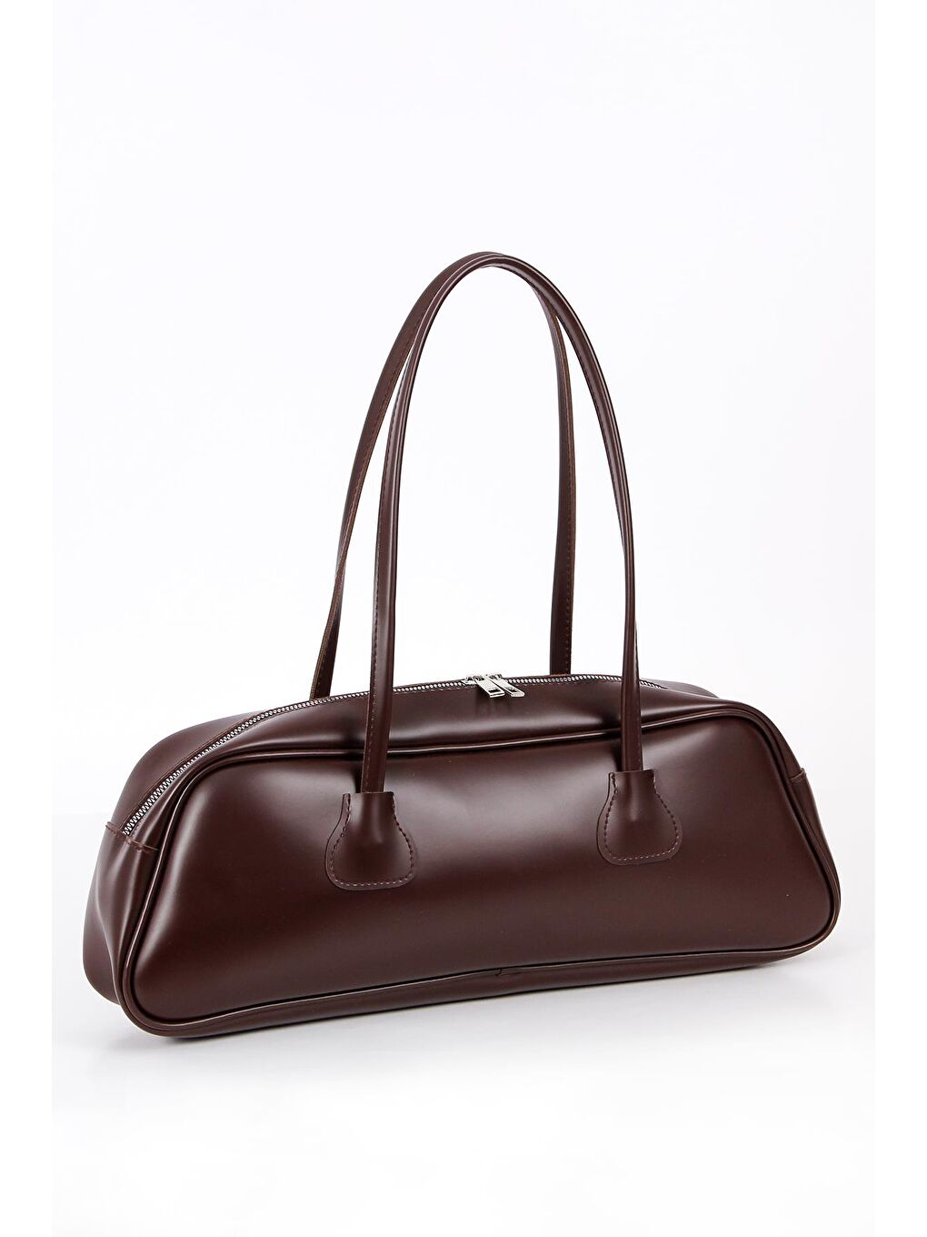 Kahverengi Roma Çift Saplı ve Geniş Hacimli Kadın Omuz Çantası BP 4850O