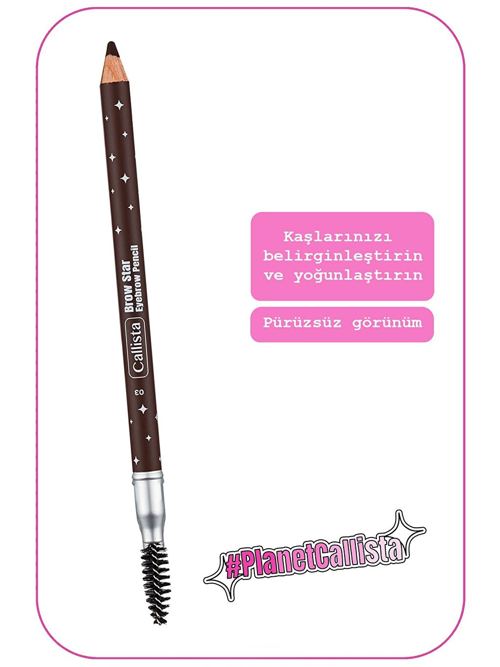 Callista Brow Star Eyebrow Pencil Fırçalı Kaş Kalemi 03 Dark Brown - Koyu Kahverengi - 1