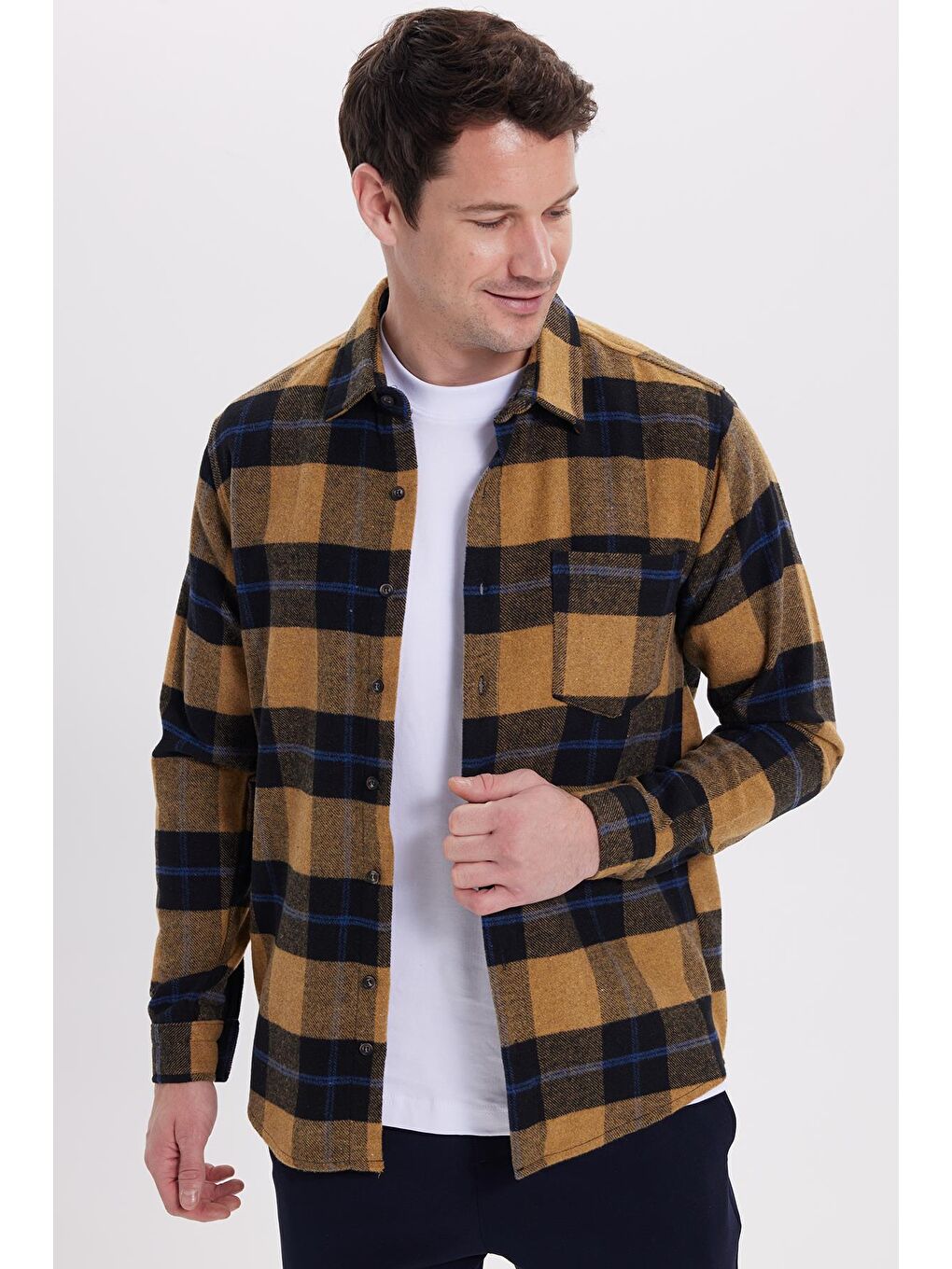 Karışık Erkek Regular Fit Rahat Kesim Kışlık Kareli Oduncu Gömlek-5
