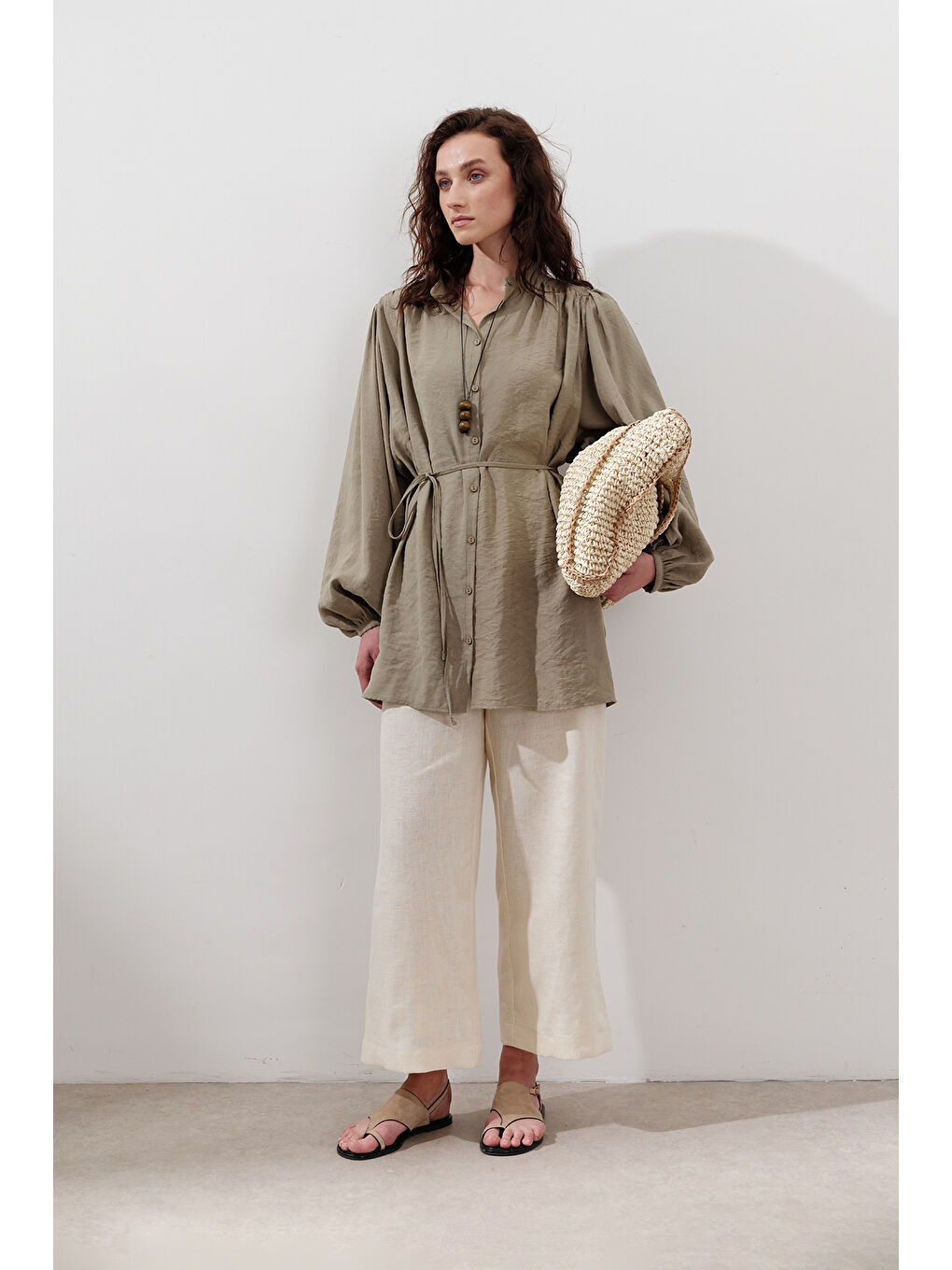 Lyocell Büzgülü Tunik Yeşil-2