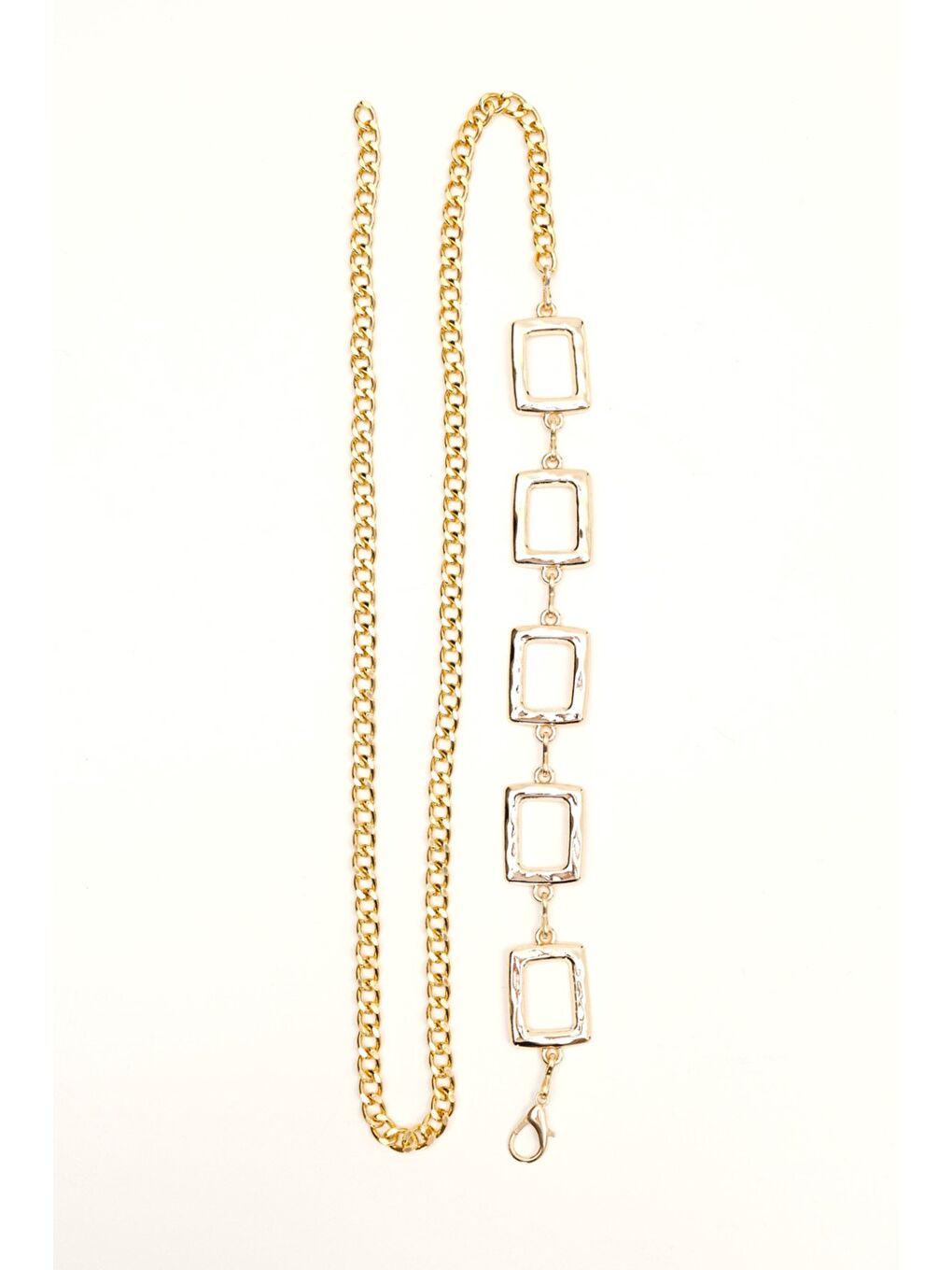 Sarı Kare Zincirli Metal Kemer