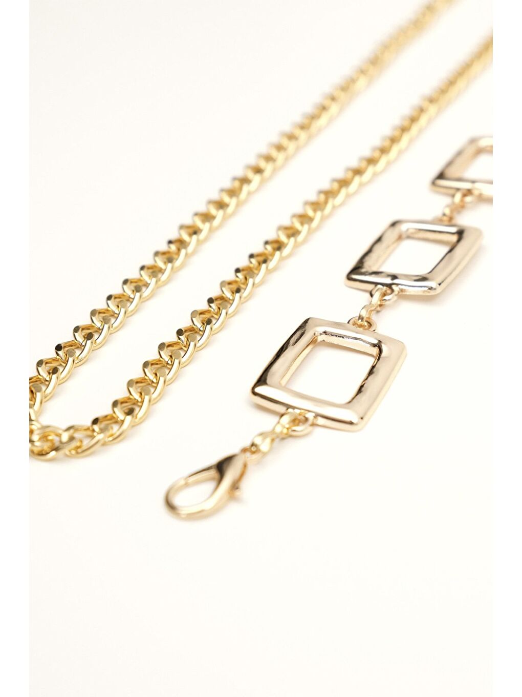 Sarı Kare Zincirli Metal Kemer-1