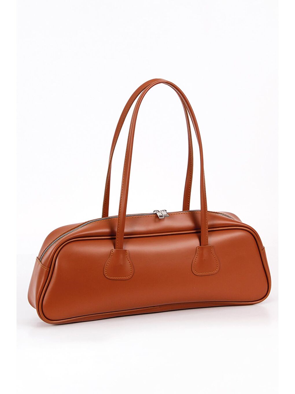 Kahverengi Roma Çift Saplı ve Geniş Hacimli Kadın Omuz Çantası BP 4850O